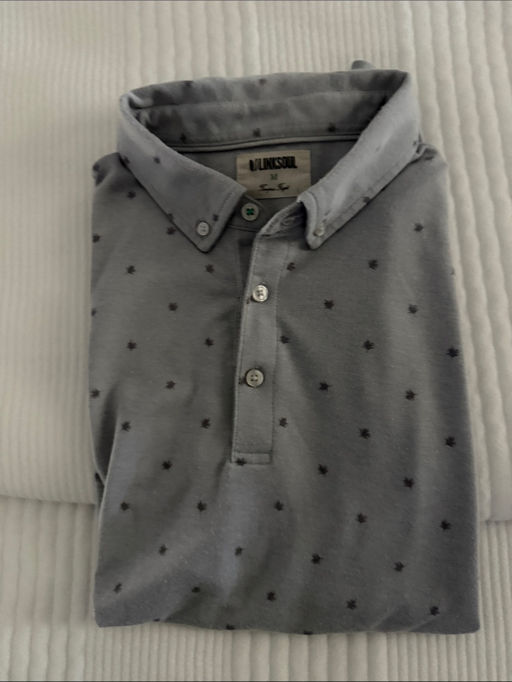 Linksoul Men’s Grey print Polo Shirt